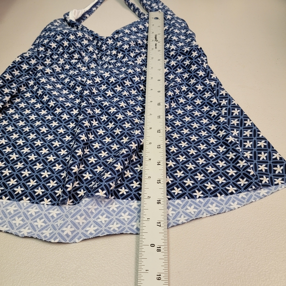 Lands End Women's Blue White Batik Print Halter Tankini Swim Top Size XS (2-4) - Picture 5 of 5